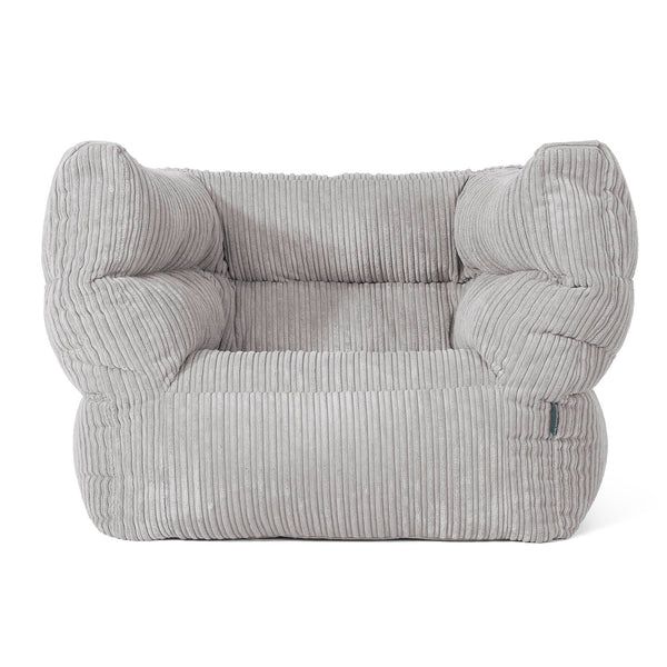 Louis Pouf Fauteuil Design - Côtelé Gris Argent 01