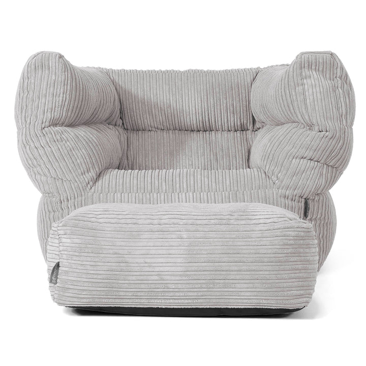 Louis Pouf Fauteuil Design - Côtelé Gris Argent 02