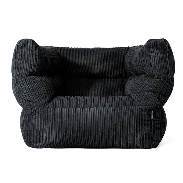 Louis Pouf Fauteuil Design - Côtelé Noir 01