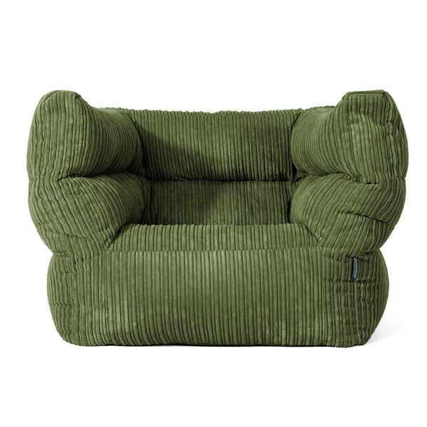 Louis Pouf Fauteuil Design - Côtelé Vert Forêt 01