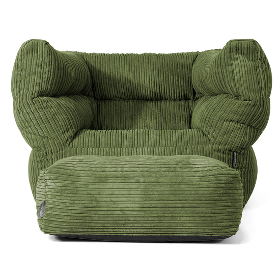 Louis Pouf Fauteuil Design - Côtelé Vert Forêt 02