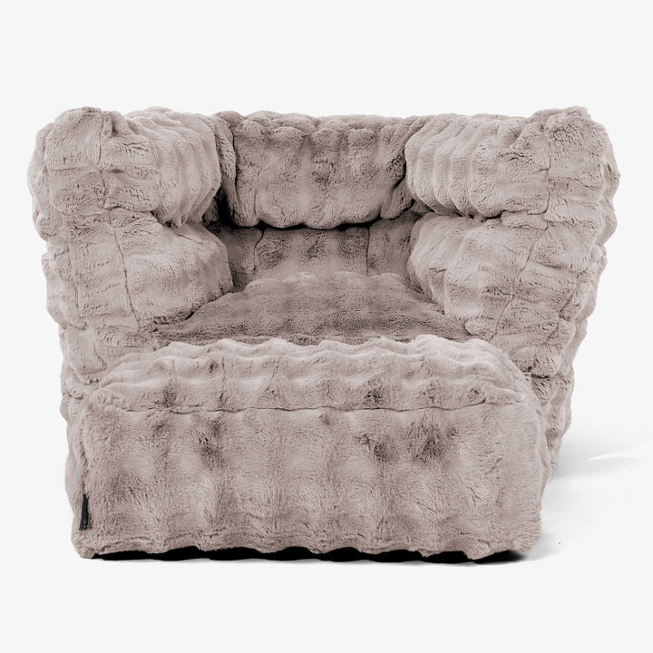 Louis Pouf Fauteuil Design - Fausse Fourrure à Bulles Vison 02
