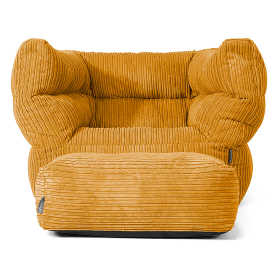 Louis Pouf Fauteuil Design - Côtelé Miel doré 02