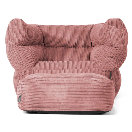 Louis Pouf Fauteuil Design - Côtelé Pêche 02