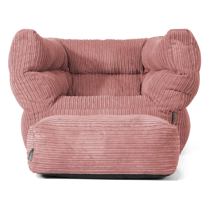 Louis Pouf Fauteuil Design - Côtelé Pêche 02