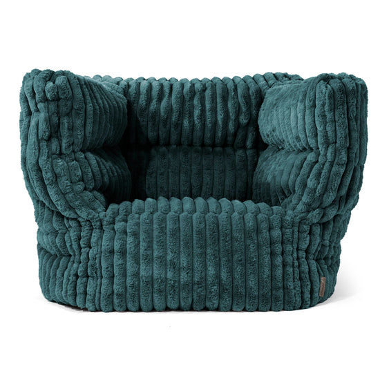 Louis Pouf Fauteuil Design - Velours Côtelé Ultra Pelucheux Bleu Canard 01