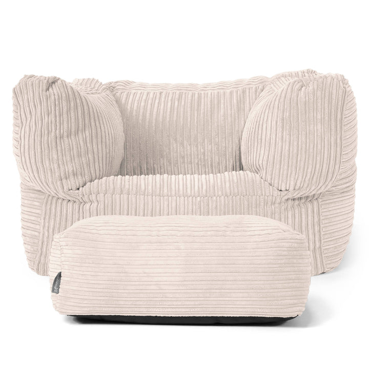 Albert Pouf Fauteuil Design - Côtelé Ivoire 02