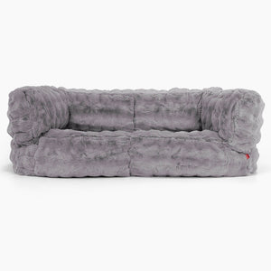 Canapé Pouf Albert 2 places - Fausse Fourrure à Bulles Gris