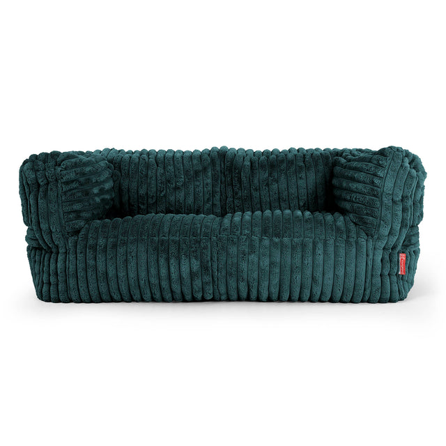 Canapé Pouf Albert 2 places - Velours Côtelé Ultra Pelucheux Bleu Canard 01