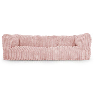 Canapé Pouf Albert 3 places - Velours Côtelé Ultra Pelucheux Rose Pastel