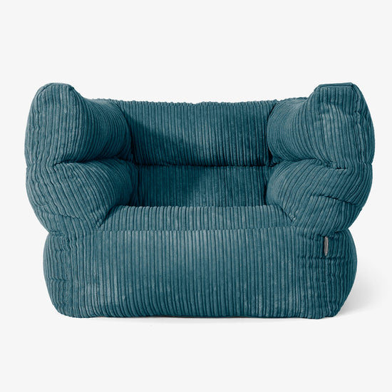 Albert Pouf Fauteuil Design - Côtelé Bleu Canard 01