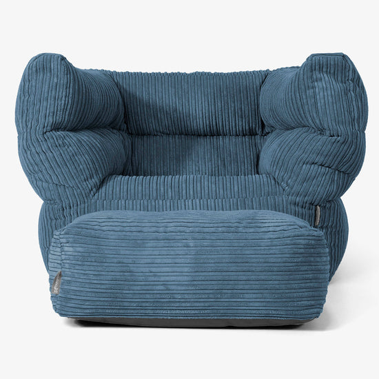 Albert Pouf Fauteuil Design - Côtelé Bleu Marine 02