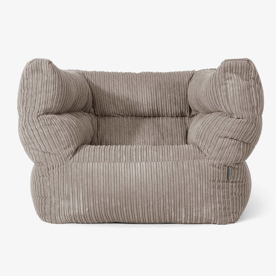 Albert Pouf Fauteuil Design - Côtelé Grège 01