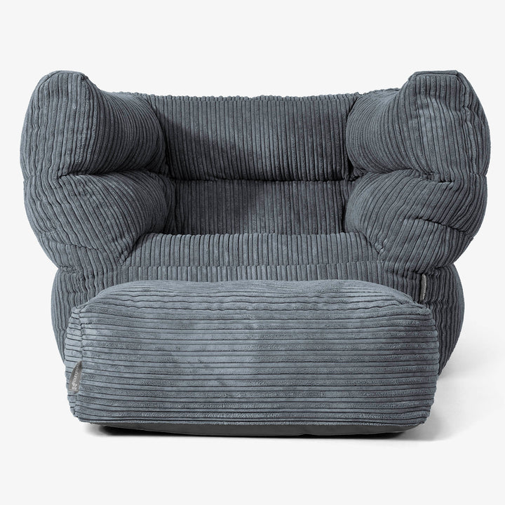 Albert Pouf Fauteuil Design 2.0 - Côtelé Gris Ardoise 02