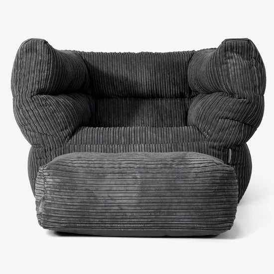 Albert Pouf Fauteuil Design - Côtelé Noir 02
