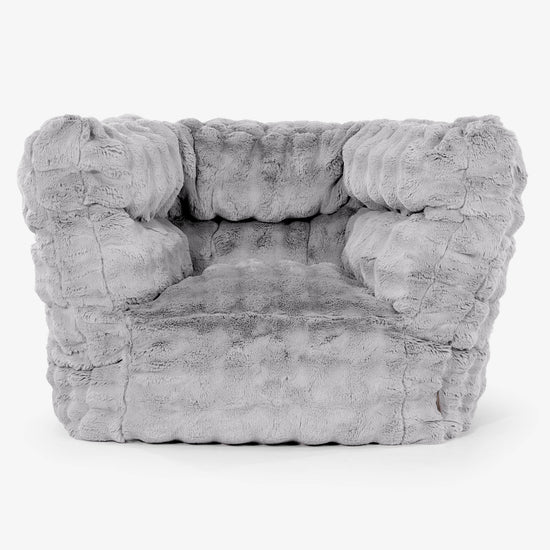 Albert Pouf Fauteuil Design 2.0 - Fausse Fourrure à Bulles Gris 01