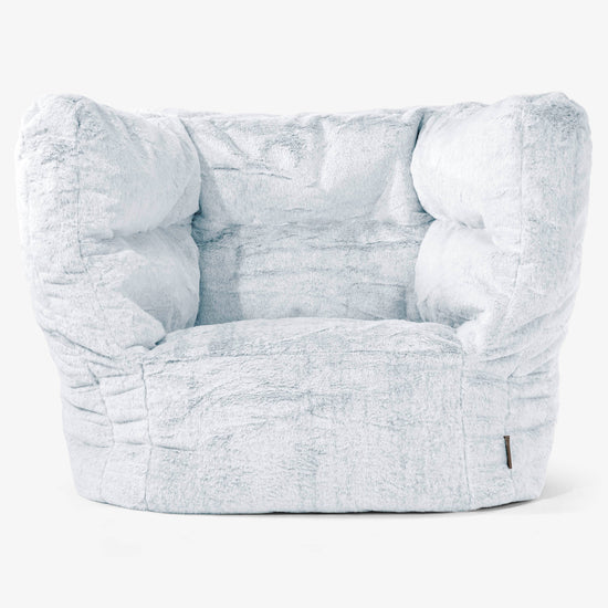 Albert Pouf Fauteuil Design - Fausse Fourrure Lapin Bleu Pastel 01
