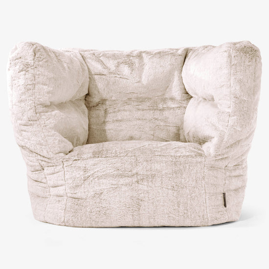 Albert Pouf Fauteuil Design - Fausse Fourrure Lapin Brun Doré 01