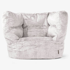 Albert Pouf Fauteuil Design 2.0 - Fausse Fourrure Lapin Gris clair