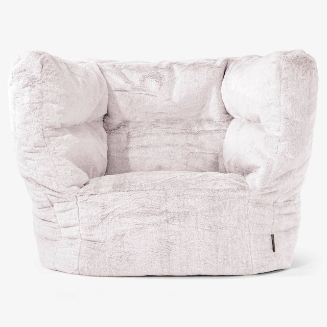 Albert Pouf Fauteuil Design - Fausse Fourrure Lapin Rose Pastel 01