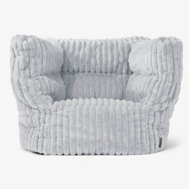 Albert Pouf Fauteuil Design - Velours Côtelé Ultra Pelucheux Bleu Dragé 01