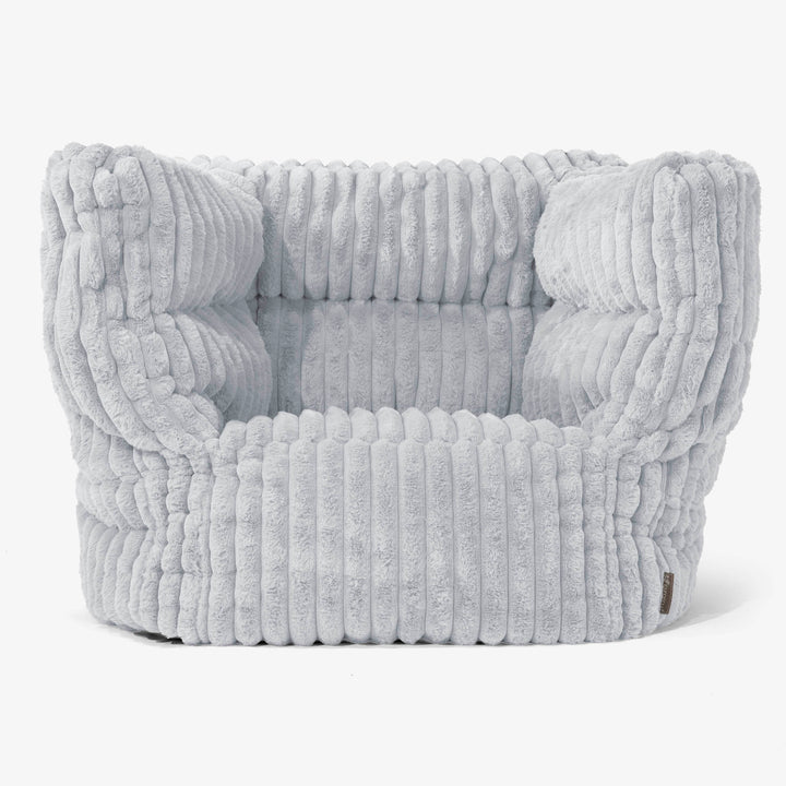 Albert Pouf Fauteuil Design - Velours Côtelé Ultra Pelucheux Bleu Dragé 01