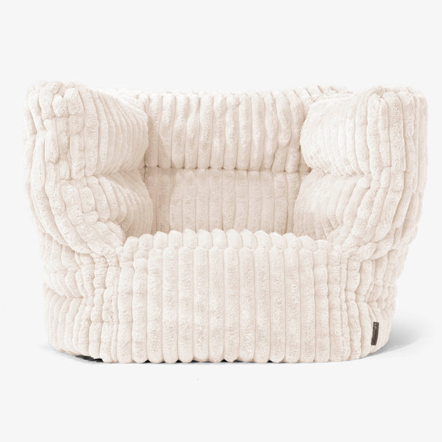 Albert Pouf Fauteuil Design - Velours Côtelé Ultra Pelucheux Crème 01