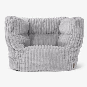 Albert Pouf Fauteuil Design 2.0 - Velours Côtelé Ultra Pelucheux Gris