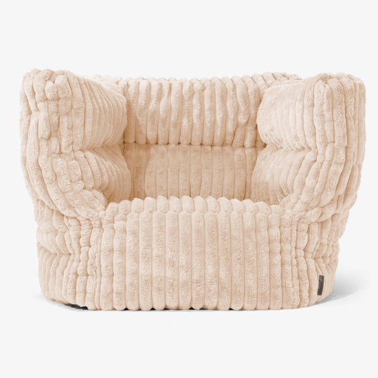 Albert Pouf Fauteuil Design - Velours Côtelé Ultra Pelucheux Pêche 01