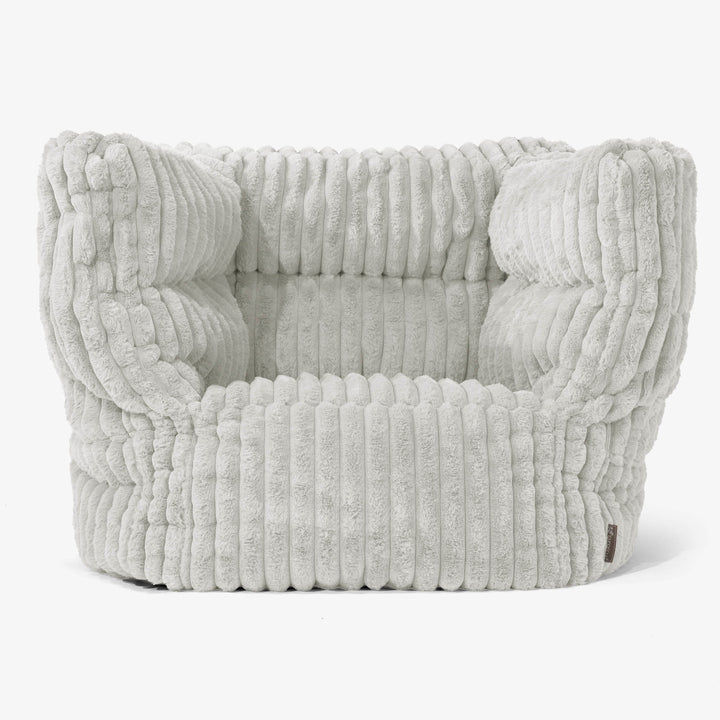 Albert Pouf Fauteuil Design - Velours Côtelé Ultra Pelucheux Vert Sauge 01