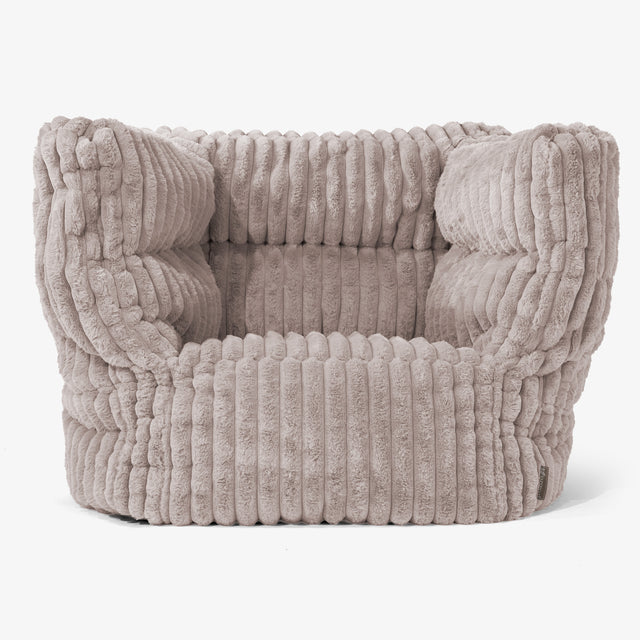 Albert Pouf Fauteuil Design - Velours Côtelé Ultra Pelucheux Vison 01