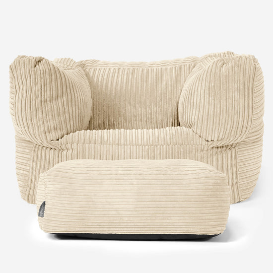 Albert Pouf Fauteuil Design - Côtelé Crème 02