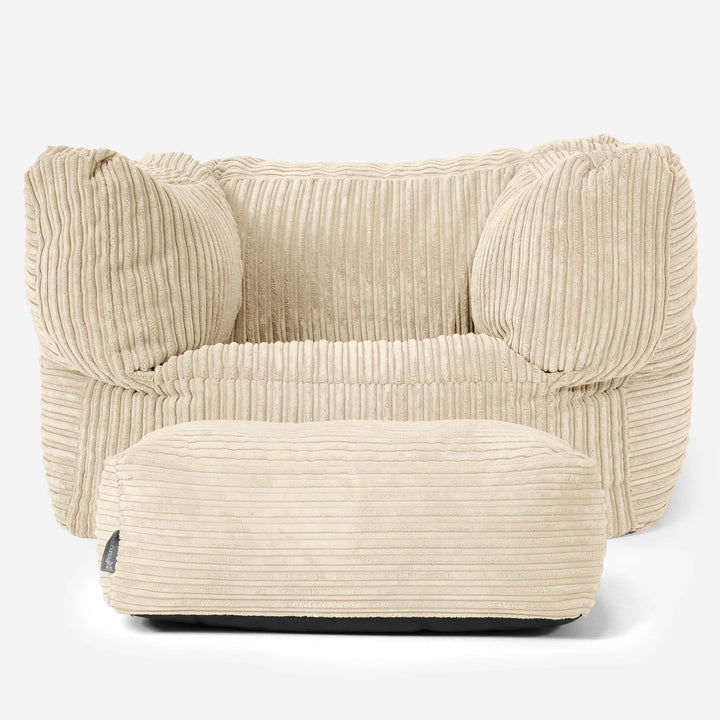 Albert Pouf Fauteuil Design - Côtelé Crème 02