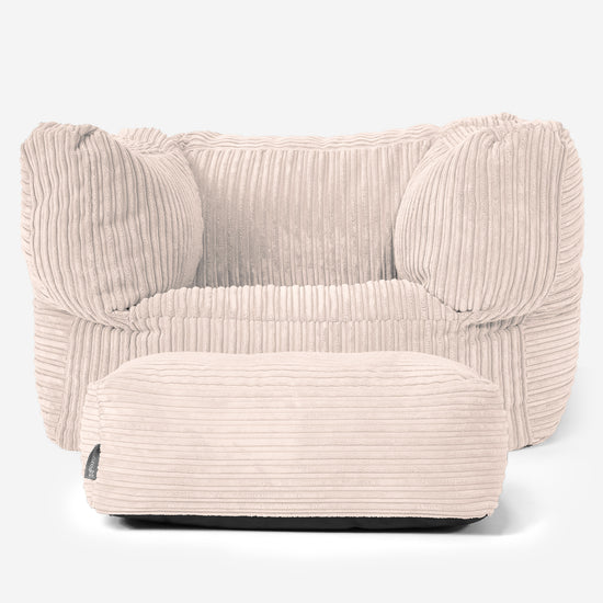 Albert Pouf Fauteuil Design - Côtelé Ivoire 02
