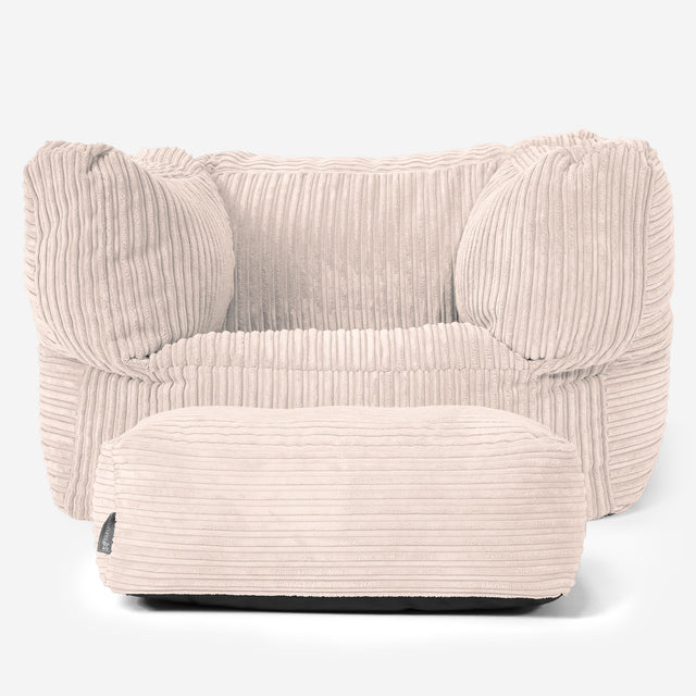 Albert Pouf Fauteuil Design - Côtelé Ivoire 02