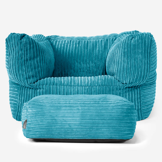 Albert Pouf Fauteuil Design - Côtelé Mer Égéé 02