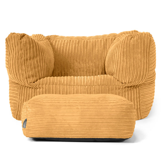 Albert Pouf Fauteuil Design - Côtelé Miel doré 02