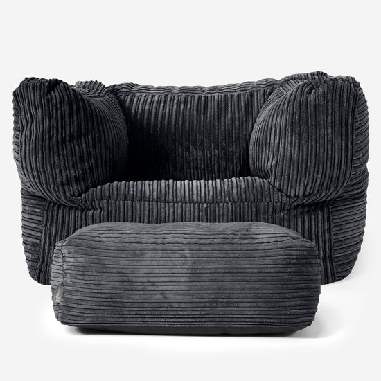 Albert Pouf Fauteuil Design - Côtelé Noir 02