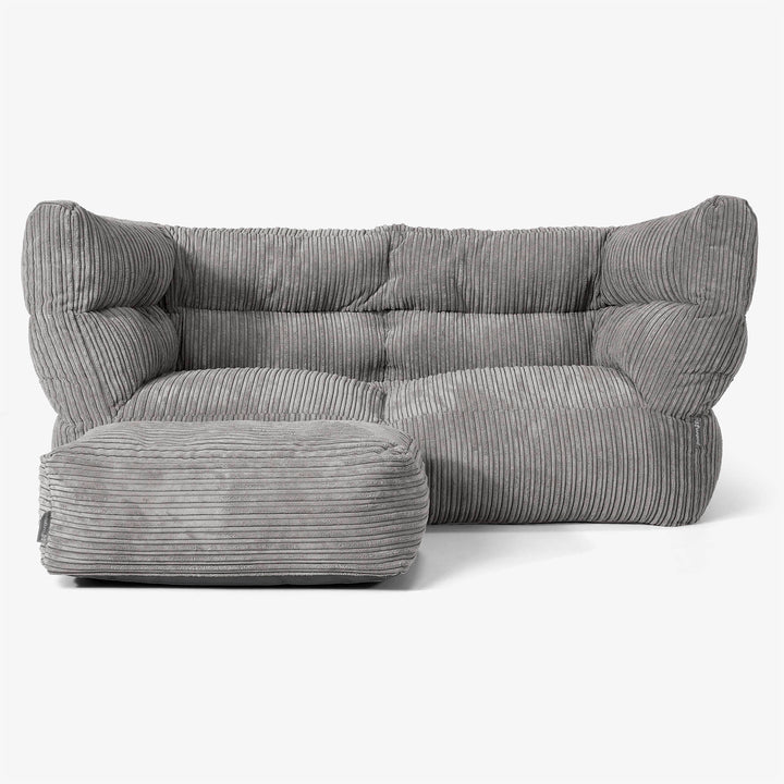 Canapé Pouf Albert 2 places - Côtelé Anthracite 02