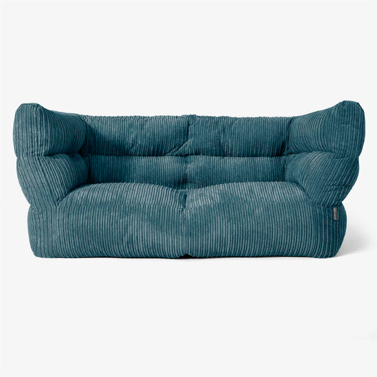 Canapé Pouf Albert 2 places - Côtelé Bleu Canard 01