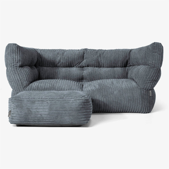 Canapé Pouf Albert 2 places - Côtelé Gris Ardoise 02