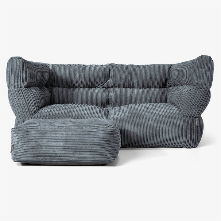 Canapé Pouf Albert 2 places - Côtelé Gris Ardoise 02