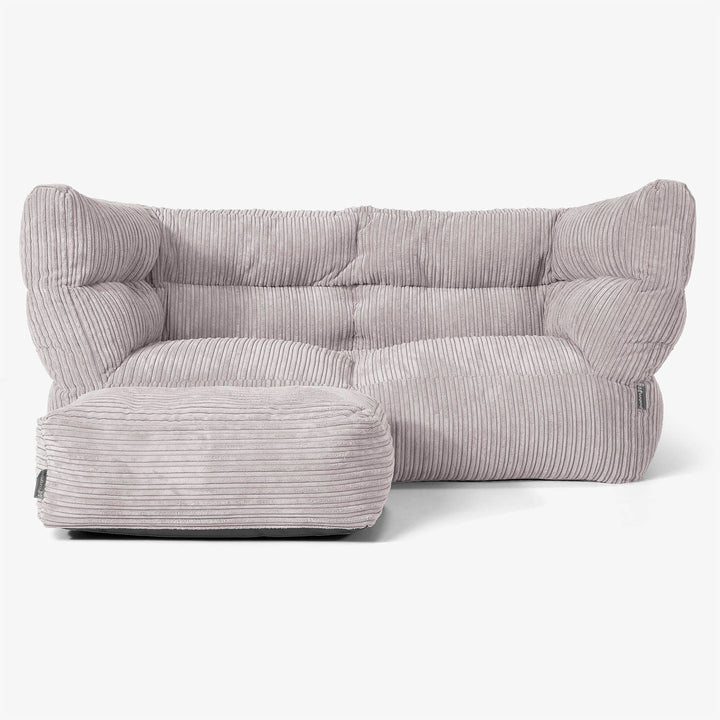 Canapé Pouf Albert 2 places - Côtelé Gris Argent 02