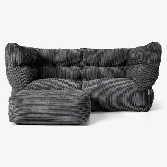 Canapé Pouf Albert 2 places - Côtelé Noir 02