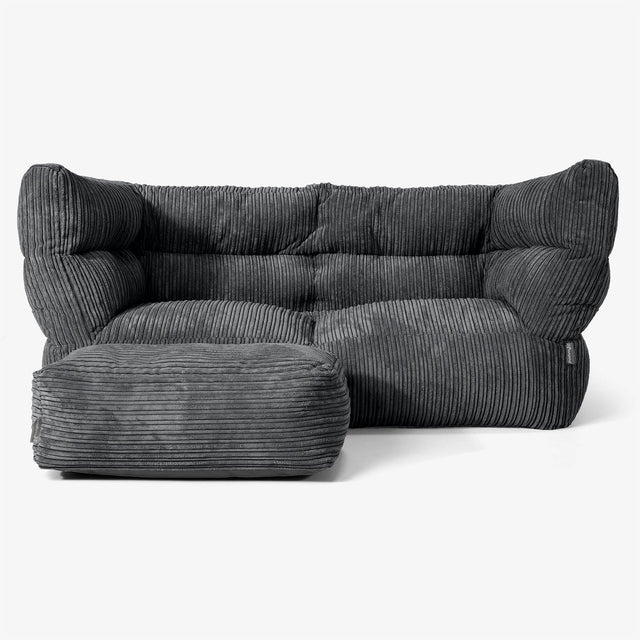 Canapé Pouf Albert 2 places - Côtelé Noir 02