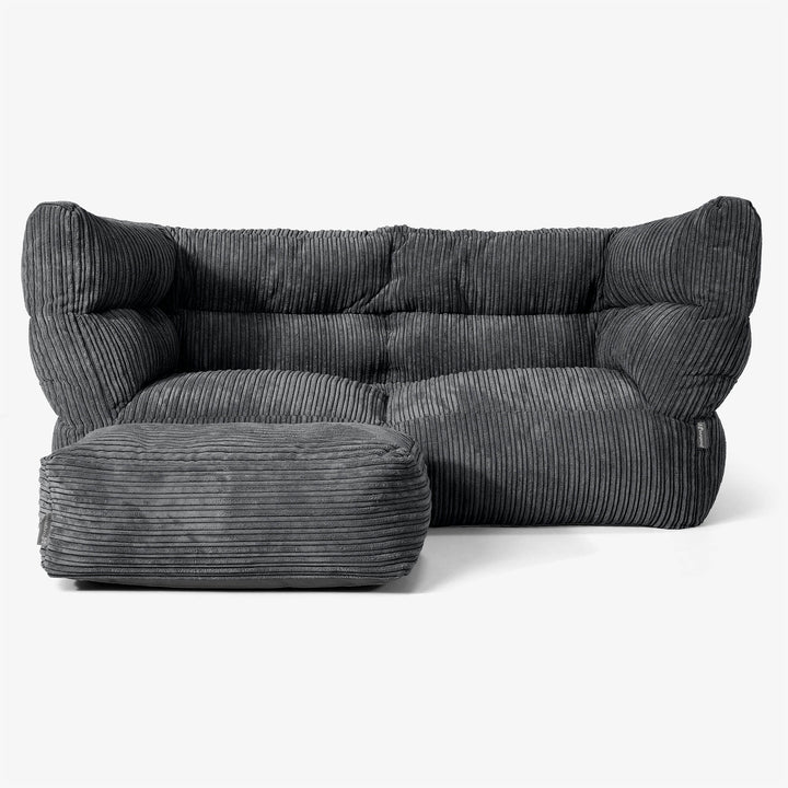 Canapé Pouf Albert 2 places - Côtelé Noir 02