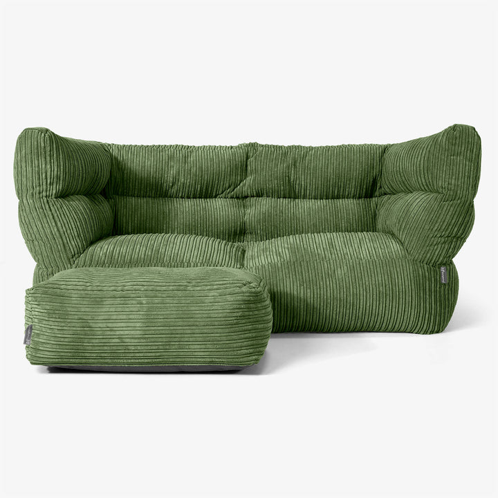 Canapé Pouf Albert 2 places - Côtelé Vert Forêt 02