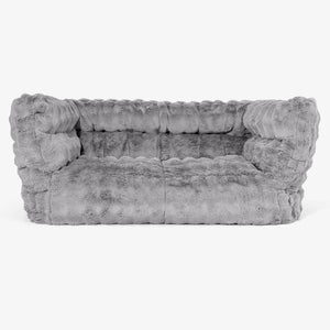Canapé Pouf Albert 2 places 2.0 - Fausse Fourrure à Bulles Gris