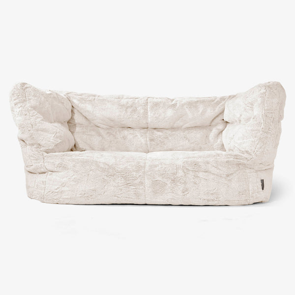 Canapé Pouf Albert 2 places - Fausse Fourrure Lapin Blanc 01