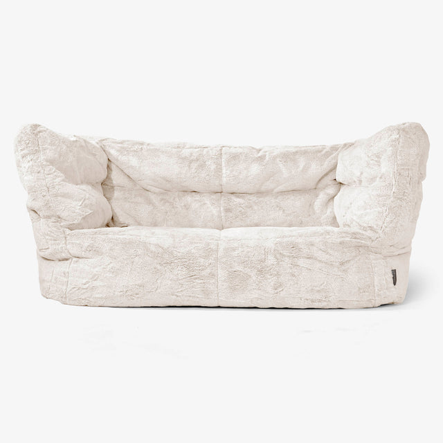 Canapé Pouf Albert 2 places - Fausse Fourrure Lapin Blanc 01